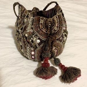 Zara sequined beaded bucket crossbody bag RARE FIND